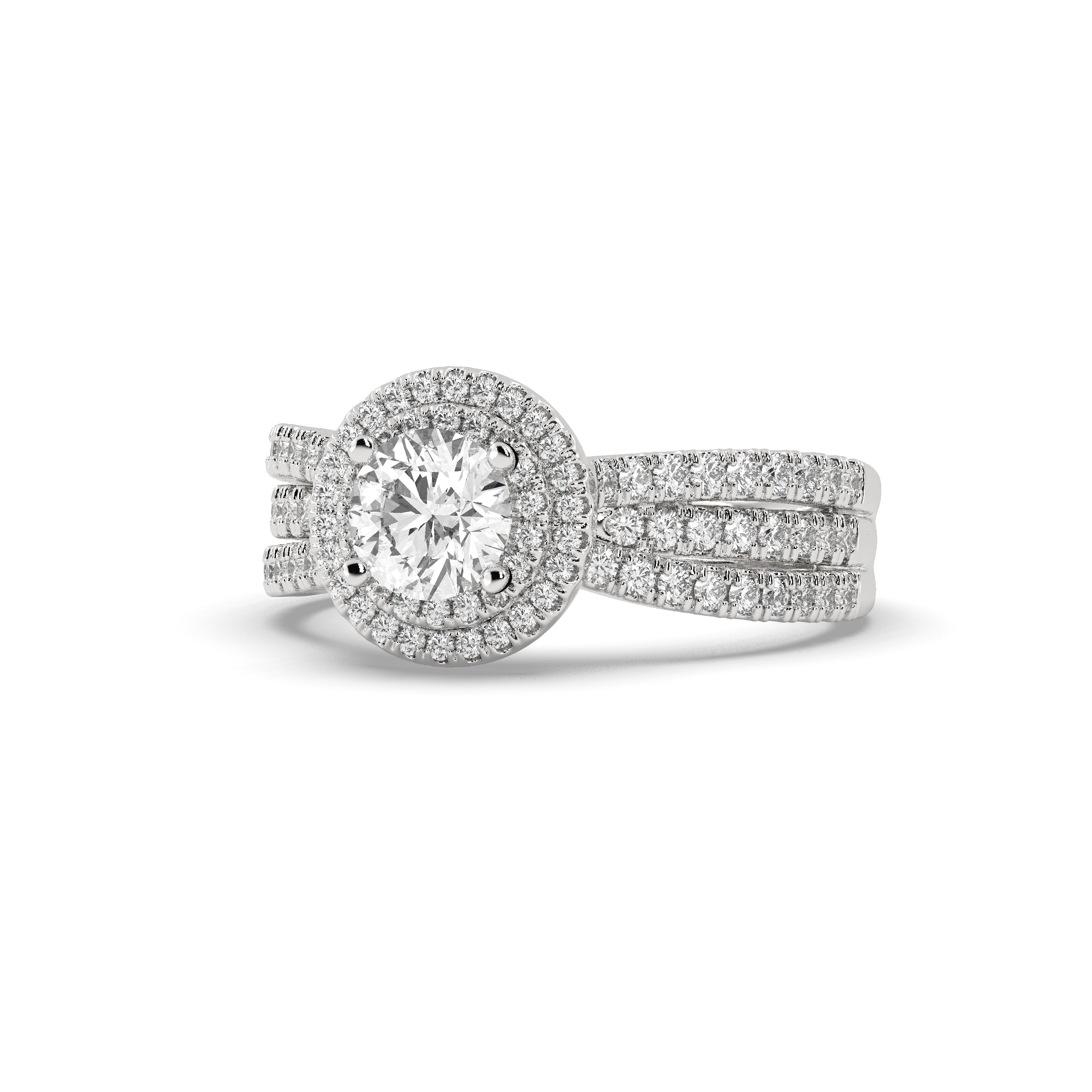 White Gold Studded 1.496 Carat Lab Grown Diamond Ring-E Color VVS2 Clarity.